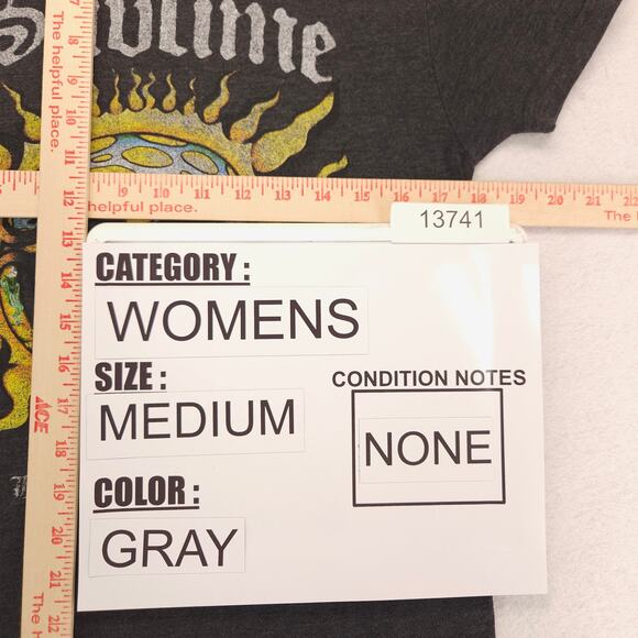 Sublime Casual Graphic Crew Neck Short Sleeve T Shirt Womens Size Medium M Gray - Picture 7 of 9